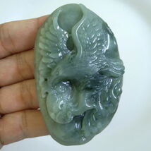 CERT 475.15ct JADEITE Jade Pendant (Majestic Eagle Catching A Fish Carving) - $705.60 CAD