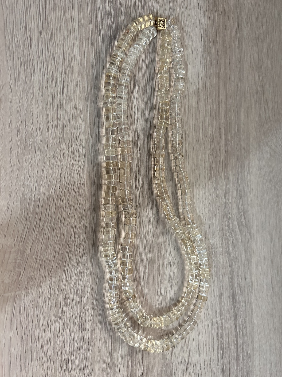 Natural Yellow Citrine Smooth Bead 20" Double Strand Chunky Necklace Sterling  Item image 3