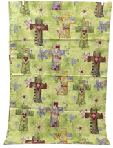 Vintage Handmade Spiritual Standard Pillowcase Joy Love Peace Faith Crosses - £11.66 GBP
