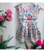 Jona Michelle 3T White Floral Girls Dress Blue Pink Bow Spring Easter Party - $165.29 MXN