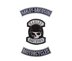H - D LARGE Harley Davidson SPIKE Skull Patch 3 pcs set (back emblem) - £23.50 GBP