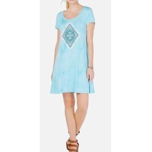 Style &amp; Co Womens M Diamond Blue Short Sleeve T Shirt Dress NWT CP36 - £19.40 GBP