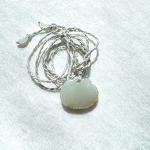 Hetian jade pendant-Ruyi shape- white cobblestone nephrite with golden v... - $385.00