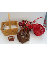 5 basket lot home decor gifts crafts artificial flower basket red twig - $368.45 MXN
