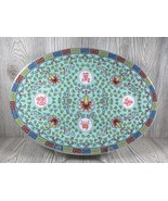 Chinese Porcelain Teal Platter Decorated Flowers Mun Shou Longevity #1 - €33,53 EUR