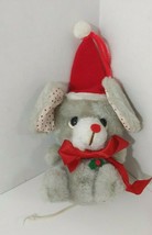 Russ small plush Christmas mouse Santa hat white polka dot ears #255 Korea - $3.55