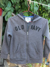 OLD NAVY ~ Zip Up Hoodie Long Sleeves Kids Size XS (5) Gray w/ Logo ~ SH... - £10.96 GBP