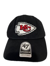 NEW. Kansas City Chiefs Hat Cap &#39;47 Clean Up Adjustable Size Black White... - $22.28