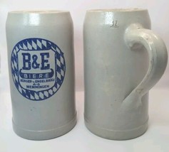 Vintage B&amp;E Biere German Beer Mug Stein Stoneware Salt Glazed Large - £39.17 GBP