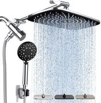 Veken 11.8 Inch Rectangle High Pressure Rain Shower Head Combo with Exte... - £72.10 GBP