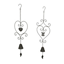 Metal Angel &amp; Heart Hanging Wind Chime Bell Outdoor Home Garden Decor Se... - £21.00 GBP