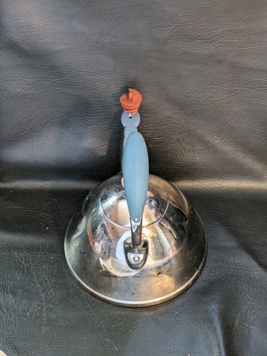 Vintage Alessi Michael Tombes Chrome Argent Rouge Oiseau Bleu Poignée Théière Item image 2