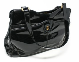 Vintage Almondo Originals Black Patent Leather Style Purse Handbag - Hey... - £23.89 GBP