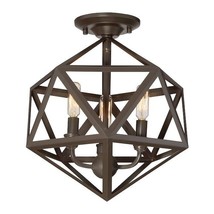 Quoizel Liberty Park 3-Light 13.125-in Bronze Semi-Flush Mount Light - $89.09