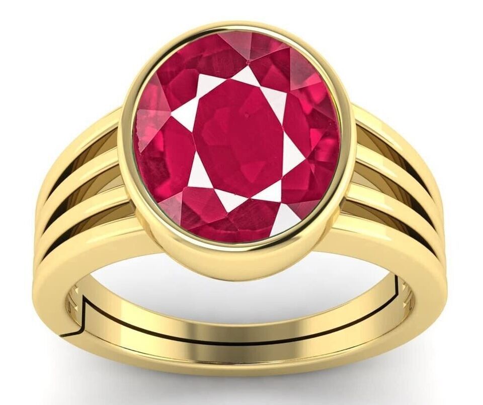 Primary image for 3.25 Ratti / 2.50 Carat Natural Ruby Manik Gemstone Gold Plated Certified Ring