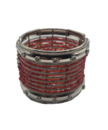 Red Bracelet Bangle boho silver tone metal faux bracelet-VTG - $348.51 MXN