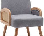 Kvk Mid Century Accent Chair, Upholstered Chairs With Bamboo Knitting, 0... - £82.06 GBP