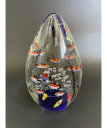 Vintage Mid Century Murano Art Glass Aquarium Fish Egg Paperweight - Scu... - £208.73 GBP