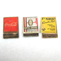 3 Vintage Matchbook Covers Drink Coca Cola, Hotel Empire New York, Hotel Roberts - £9.37 GBP