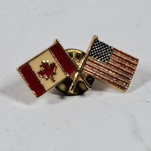 Vintage Tie Tack United States &amp; Canada Flags 1.25 Inch - £8.94 GBP