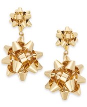 Holiday Lane Gold-Tone Bow Drop Earrings - $12.99