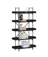  Bookcase Black Engineered wood and metal Large Adjustable Feet - $426.02 CAD