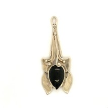 Vintage Signed 925 Sterling Abstract Teardrop Black Onyx Statement Drop Pendant - £28.82 GBP