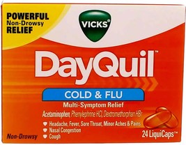 Vicks 01443BX DayQuil Cold &amp; Flu LiquiCaps, 24/Box - £22.37 GBP