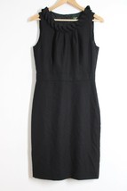 J. Crew Factory 4 Suiting Leigh Black Tank Sheath Dress Ruffle Wool Blend - £23.90 GBP