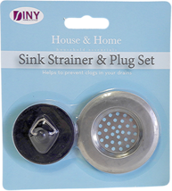 Sink Strainer Plug Set Kitchen Bathroom Stainless Steel Black Rubber Bas... - £5.42 GBP