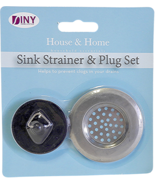 Sink Strainer Plug Set Kitchen Bathroom Stainless Steel Black Rubber Bas... - $9.39 CAD