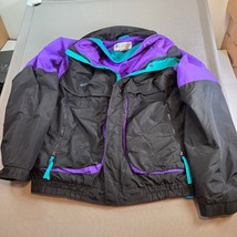 Vintage Columbia Powder Keg Jacket Mens XXL Tall Black Purple Teal 90s Ski - $34.99