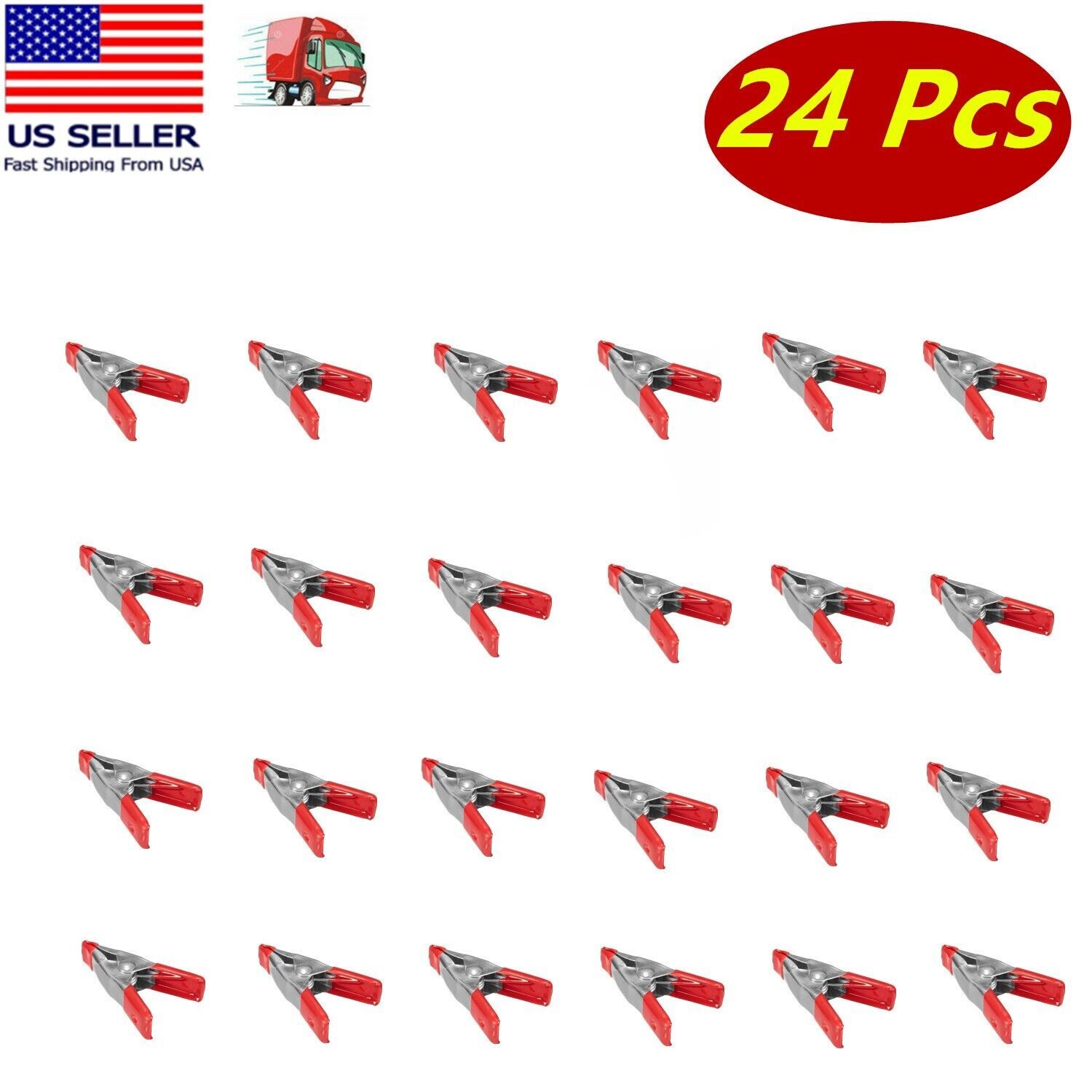 24Pc 2&quot; inch Heavy Duty Metal Spring Clamps Small Tool Clip Jaw Opening - $10.88