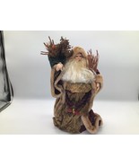 RUSTIC Santa Figurine Woodland Faux Fur Gold Robe Holiday Decor 16 Inch ... - €21,19 EUR