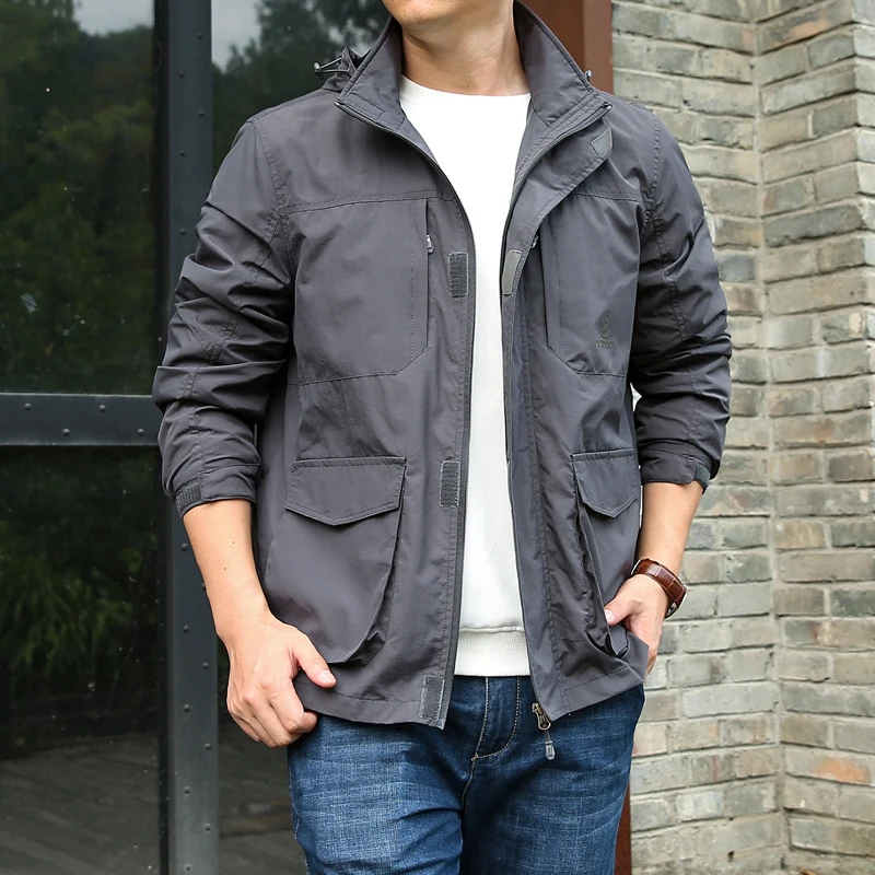  Jacket Men&#39;s Outdoor Quick-drying Multi-pocket Casual  Large Size Slim Loose Ja - £182.10 GBP