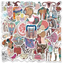 50 Pcs Cartoon Human Organ Medical Anatomy Stickers Decorate Laptops, Di... - £7.86 GBP