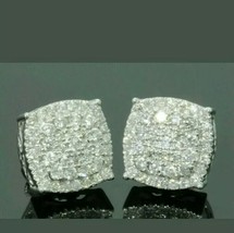 3Ct Simulé Cluster Diamant Boucles D&#39;Oreilles Solide 14K Plaqué or Blanc - £56.44 GBP