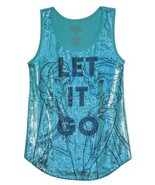 DISNEY FROZEN TEAL LET IT GO SEQUIN TANK TOP JUNIORS ELSA ANNA SHIRT S M... - $12.95