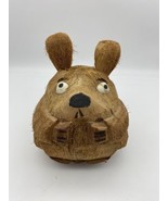 Vtg Hand Carved Coconut Bunny Bear Figurine Philippines Decor - $26.95