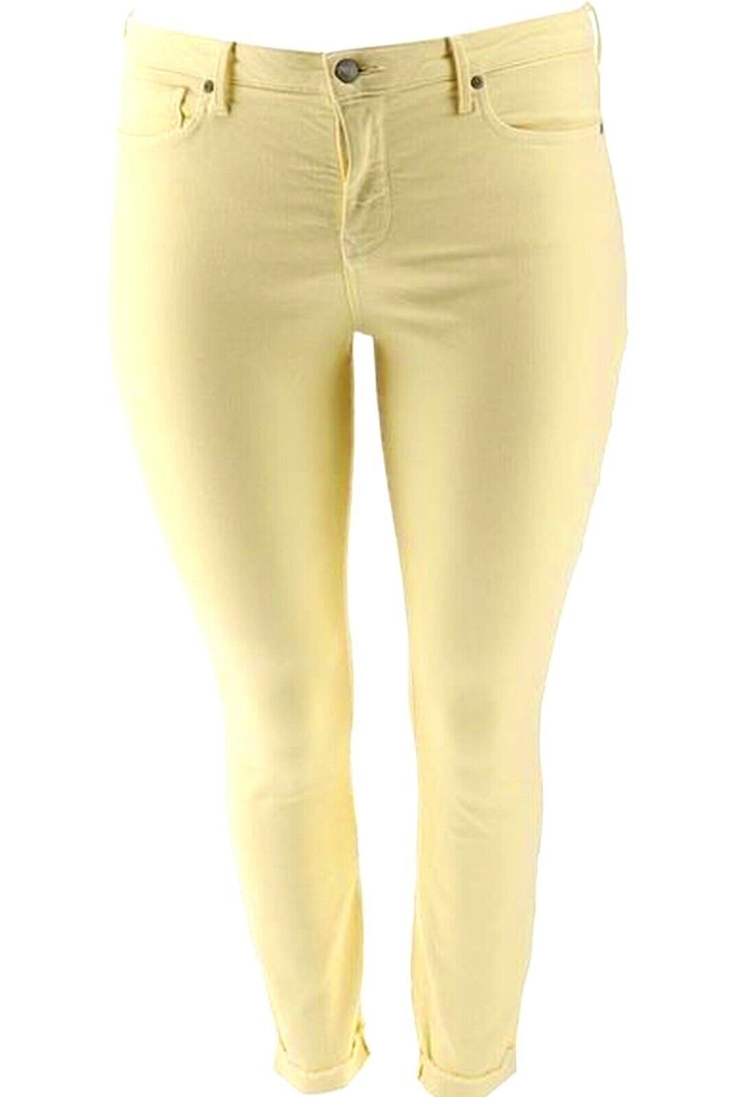 NYDJ Ami Skinny Ankle w/Cuff Marigold Yellow Denim Jeans Size 16 NWT $125