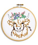 Jack Dempsey Needle Art Highland Cow 6 Inch Hoop Kit - $19.12 CAD