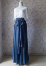 Dusty Blue Maxi Chiffon Skirt Outfit Bridesmaid Custom Plus Size Chiffon Skirts image 2