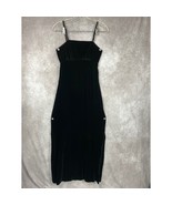 Vintage Velvet Maxi Dress XS Green Sleeveless Evening Gown Side Slit Coc... - $108.46 CAD