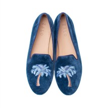 House Of Zalo palm tree slipper in Blue Smoke - $91.00