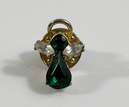 Guardian Angel Green Stone Body White Stone Wings Pin - £7.65 GBP