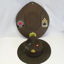 US Army Drill Sergeant Campaign Hat Vietnam Era Leather Chin Strap Milit... - $2,377.09 MXN