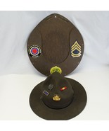 US Army Drill Sergeant Campaign Hat Vietnam Era Leather Chin Strap Milit... - $127.40