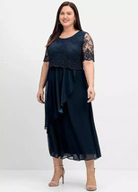 SHEEGO Embroidered Evening Dress in Midnight Blue  UK 22 PLUS Size   (FM... - £72.42 GBP