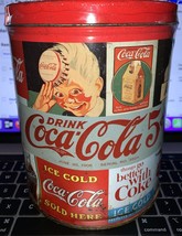 Vintage Coca-Cola Round Metal Tin Can with NEW Sealed 700 Piece Puzzle - $9.78
