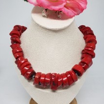 Vintage Large Graduated Red Coral Beaded Necklace Sterling Clasp 168 grams - £136.50 GBP